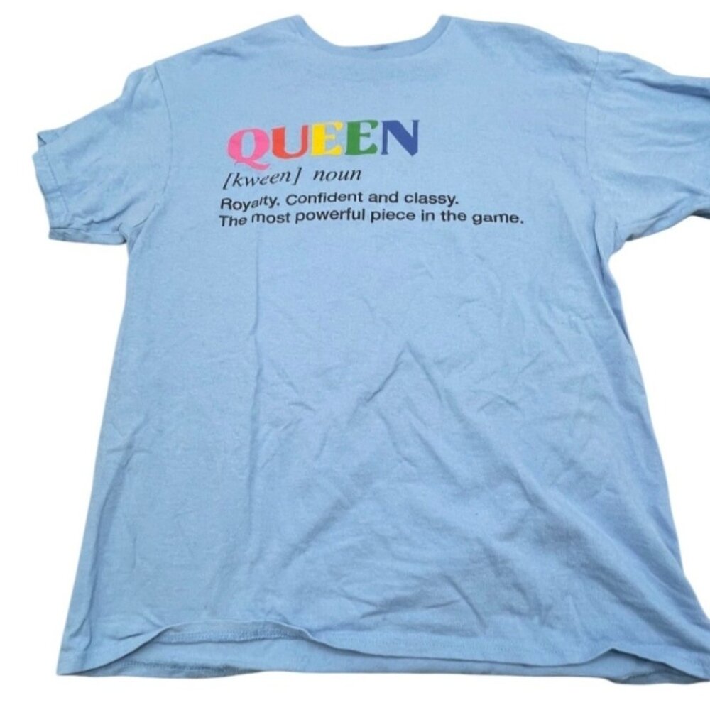 Queen Definition Graphic T-Shirt Light Blue Large 100% Cotton